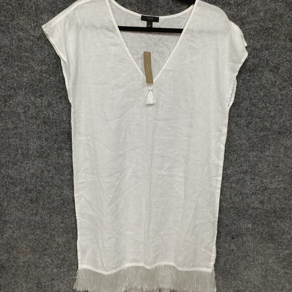 Women's J Crew Beachwear White Linen Cover Up Size XXS - Picture 1 of 5